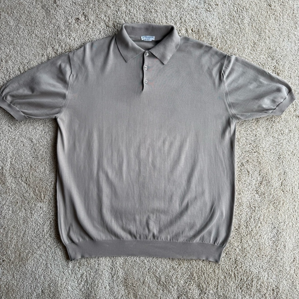 Peter Geeson Made in England Vintage Polo Shirt Size L Taupe Short Sleeve